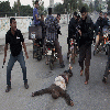 Six Israeli 'spies' executed before baying mob in Gaza City, before motorbike gang drags one bloodied victim through the streets