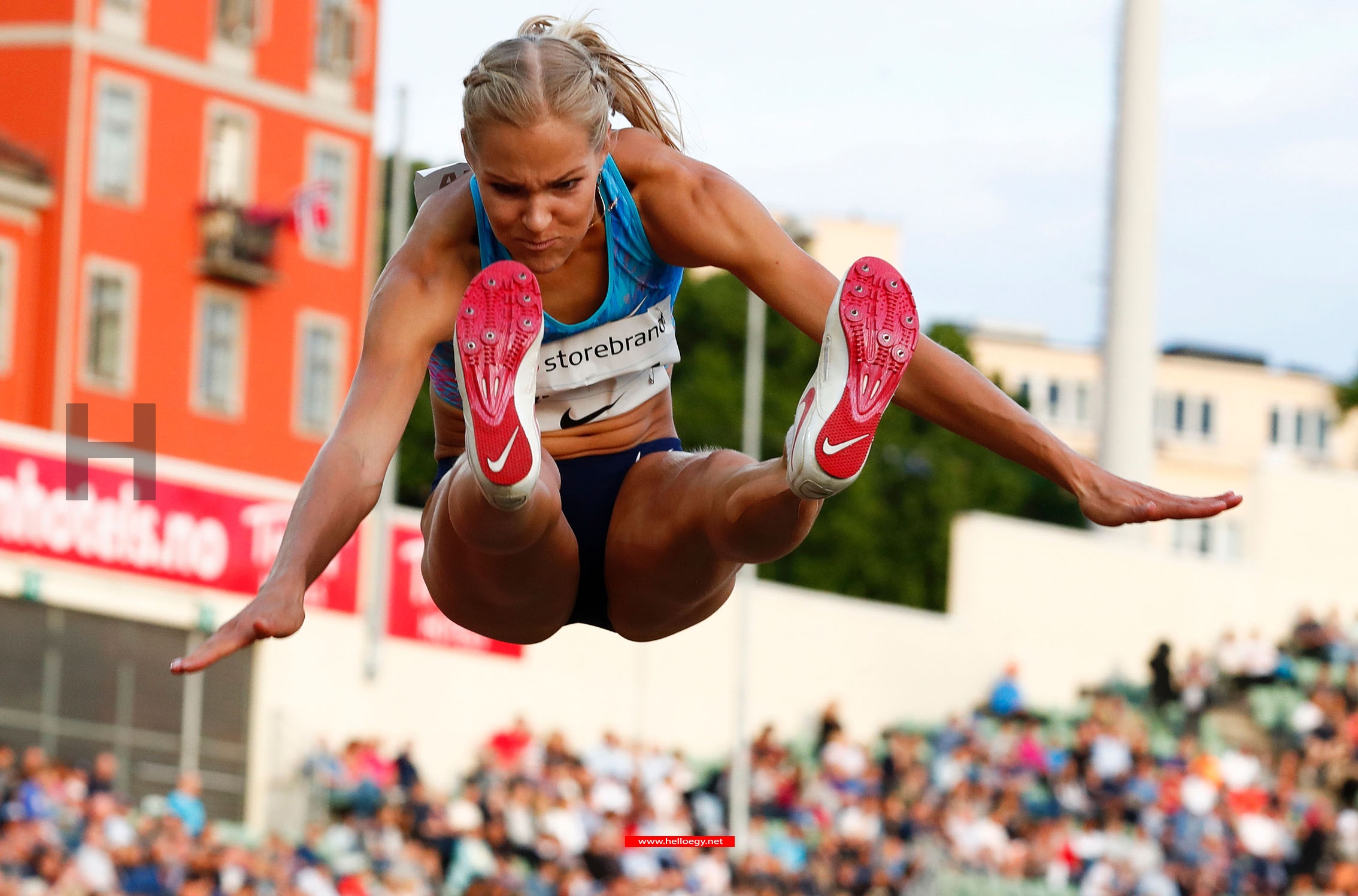  Second placed Darya Klishina (ANA) competes in the women's long jump at the Golden League Bislett Games at Bislett stadium in Olso on June 15,2017.  AFP 